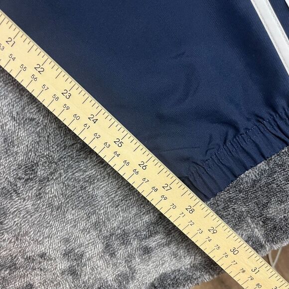 Adidas Windbreaker Joggers Men's L Navy Blue Track Pants Tapered Leg Pockets - Picture 9 of 12